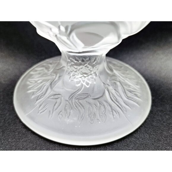 Bud Vase Fenton Satin Glass Lion Head Frosted Clear Crystal Signed Vintage Retro - Picture 8 of 15